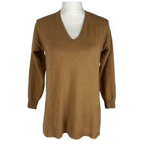 Des Pres Wool Knit Sweater Orange V-Neck 3/4 Sleeves Made in Japan Size 1